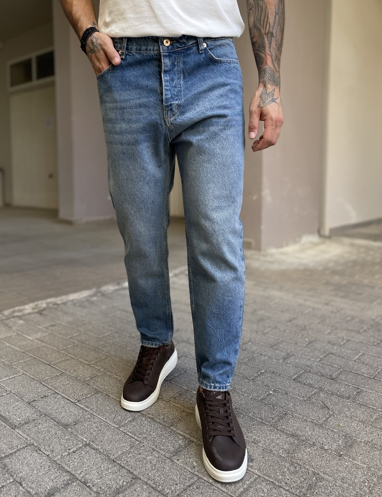 WE11 Ανδρικό μπλε ξεβαμμένο loose τζιν πεντάτσεπο WE2650